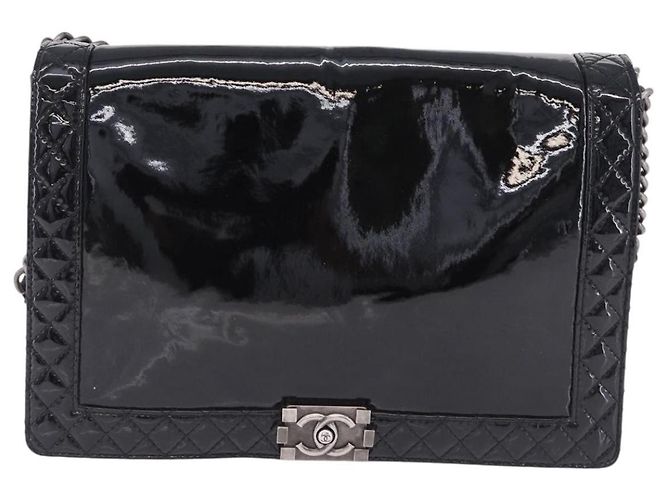 Chanel Reverso Boy Flap Patent Old Medium Noir