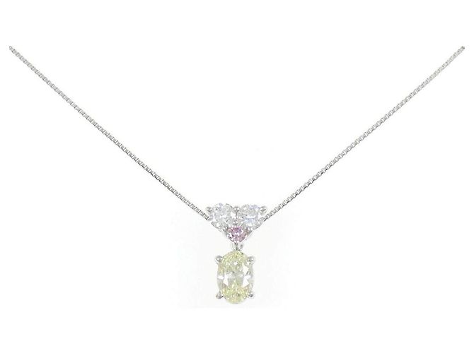 Autre Marque Diamantenhalskette Pt900 Pt850 Silber