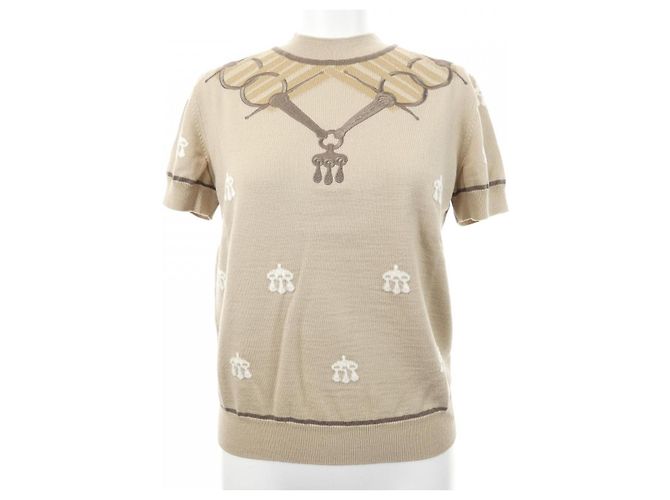 Hermès Wollstrickwaren Beige