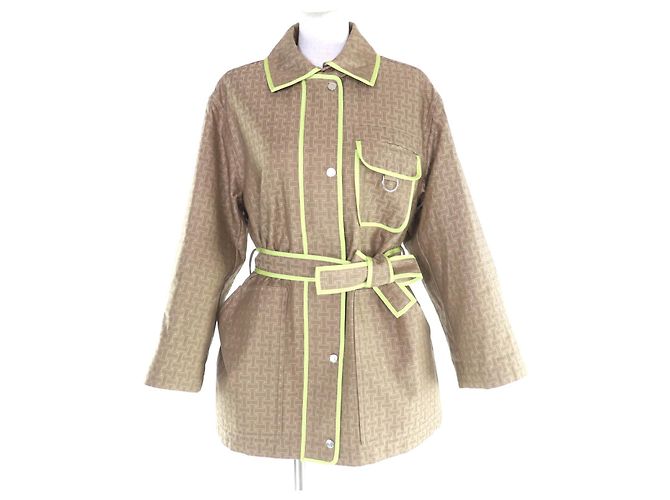 Hermès 34 Polyester Coat Green Khaki