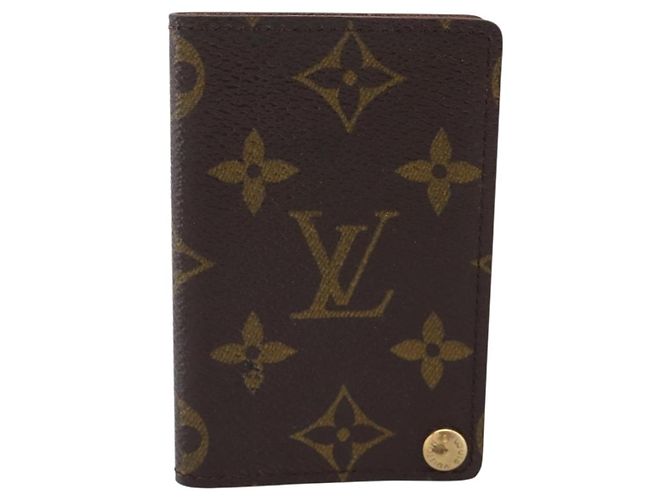 Louis Vuitton Porte Cartes Pression Card Case Monogram Canvas Brown