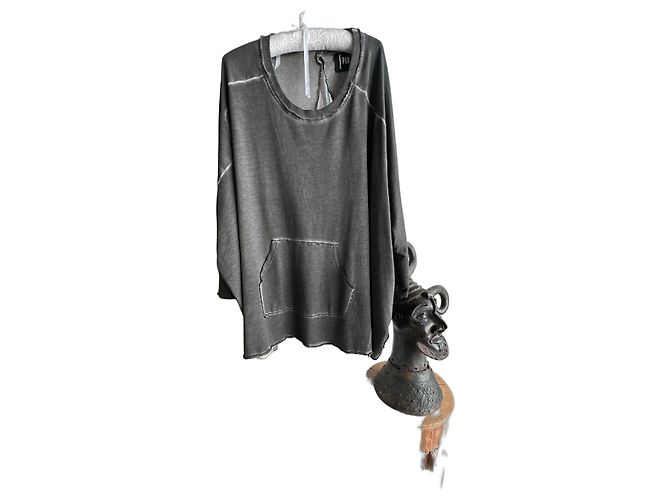 Munthe Plus Simonsen Sudadera gris PLU con detalle de tul