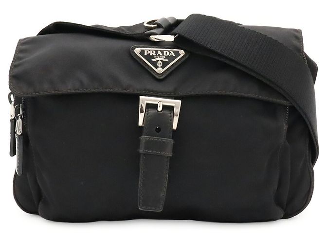 Prada Triangle Shoulder Bag Pouch Black