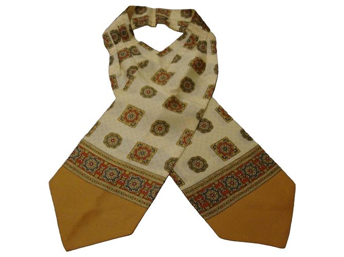 Autre Marque Pañuelo de seda con estampado geométrico Castaño Roja Azul Beige Verde Amarillo