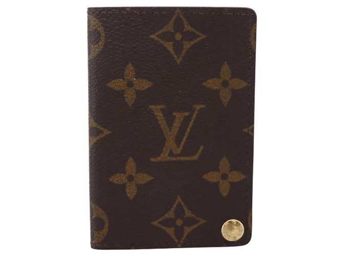 Louis Vuitton Porte Cartes Pression Card Case Monogram Canvas Marrone