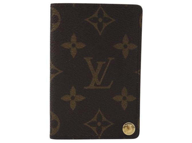 Louis Vuitton Porte Cartes Pression Card Case Monogram Canvas Marrone