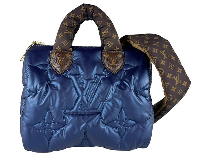 Speedy Borsa a tracolla Louis Vuitton in nylon blu e marrone