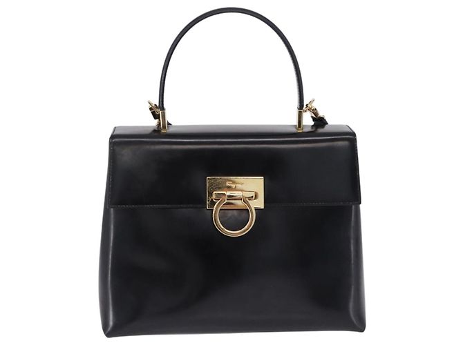 Salvatore Ferragamo Gancini Top Handle Leather Nero