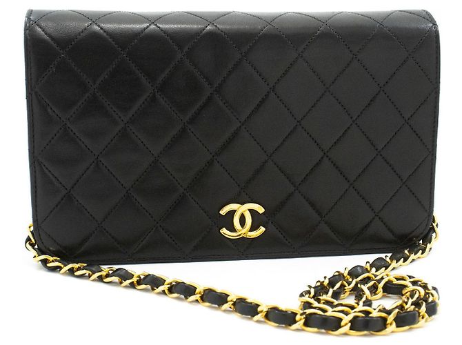 Chanel Vintage Full Flap Quilted Lambskin Small Noir