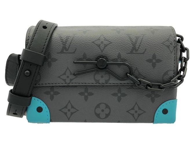 Borsa a tracolla Louis Vuitton Monogram Eclipse Reverse Steamer Grigio Turchese