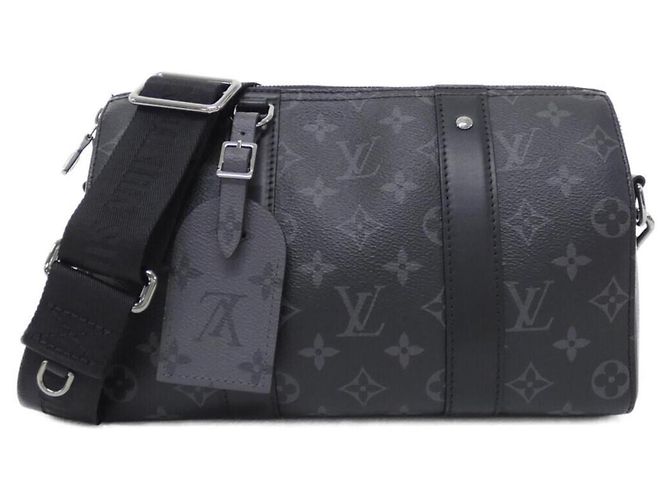 Louis Vuitton Monogram Eclipse Reverse City Keepall Shoulder Bag Black Grey