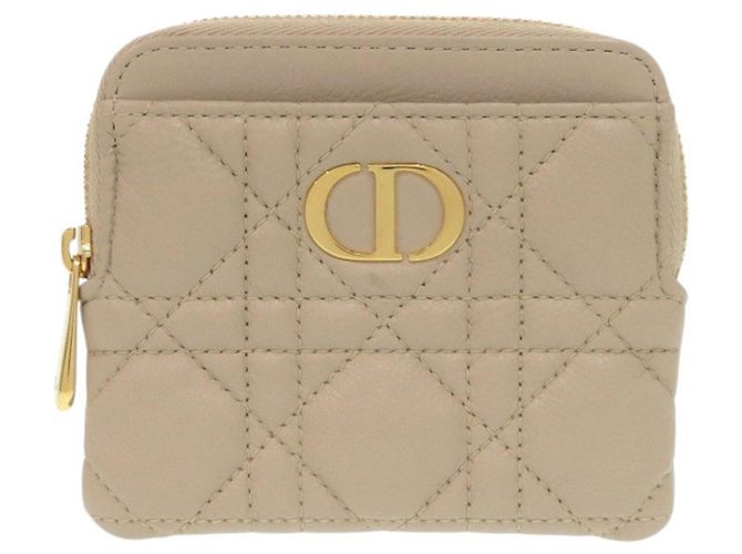 Tarjetero de piel beige Christian Dior