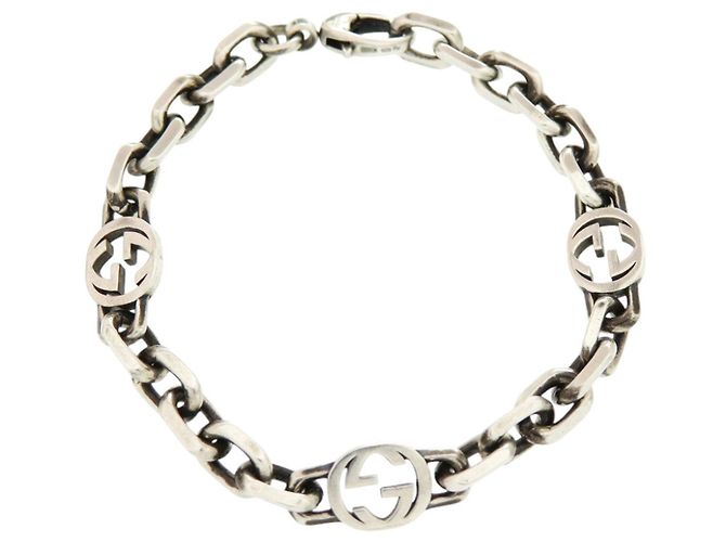 Pulseira com Pingente Interlocking Chain Gucci Prata