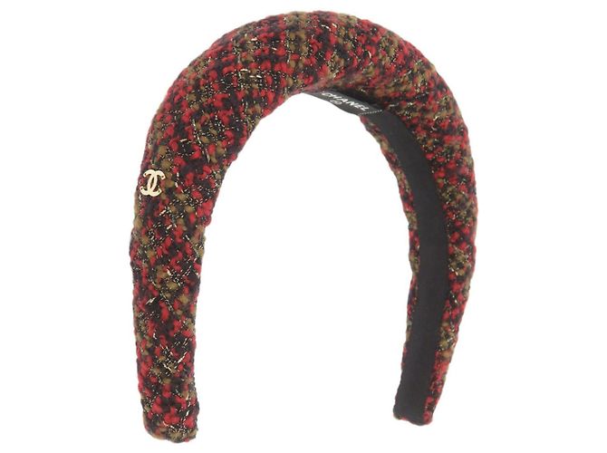 Diadema Chanel Coco Mark de tweed rojo Roja
