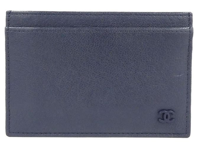 Chanel AP1091 Navy Goatskin Card Case Navy blue