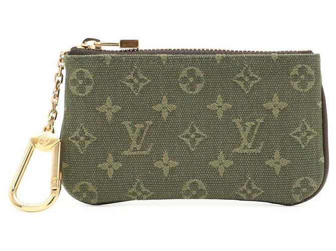 Louis Vuitton Monogram Mini Lin Pochette Cle Wallet Green Khaki