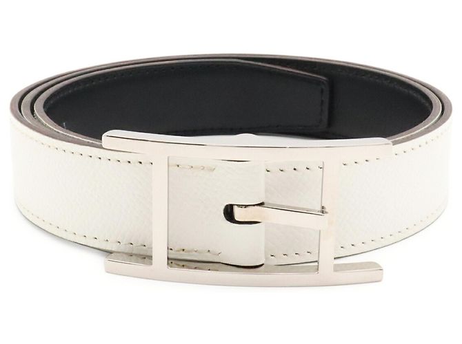 Hermès HERMES Api 3 Reversible Leather Belt Black White