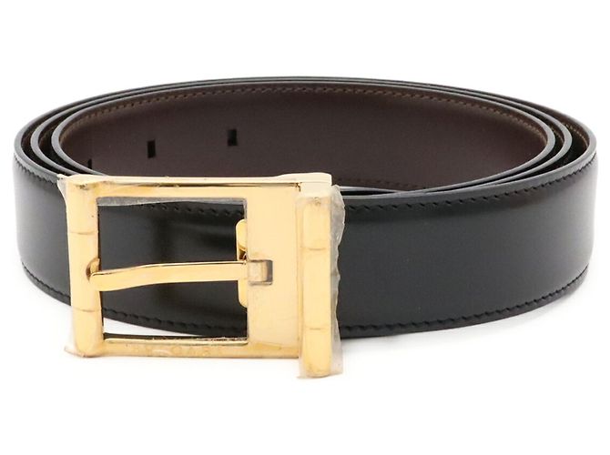 Bvlgari Bulgari Square Buckle Reversible Belt Brown Black Dark brown