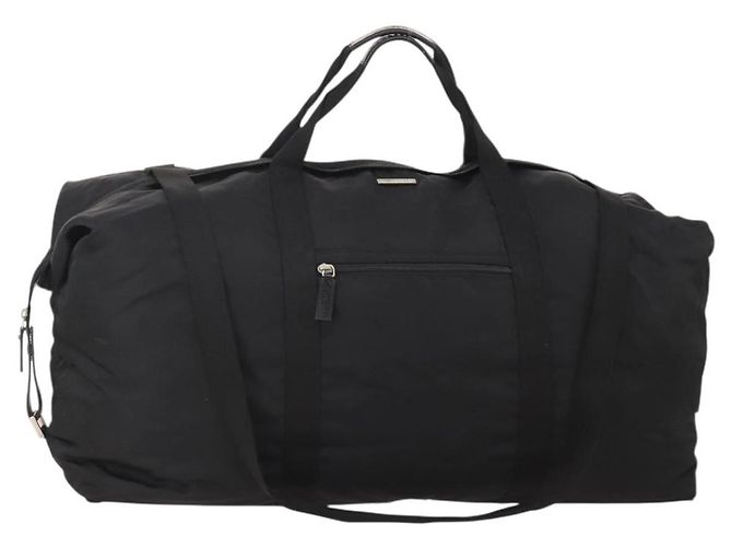 GUCCI Boston Bag Nylon Black Silver 012 0387 Auth 173869 Silvery