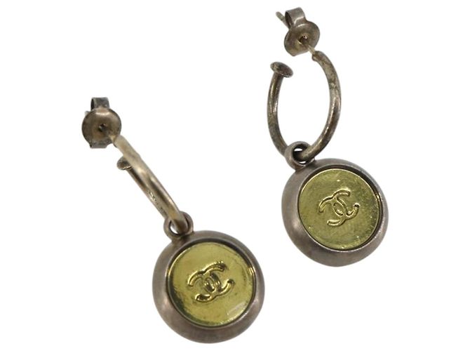 CHANEL Pierce Metal Silver CC Auth 198817 Argento