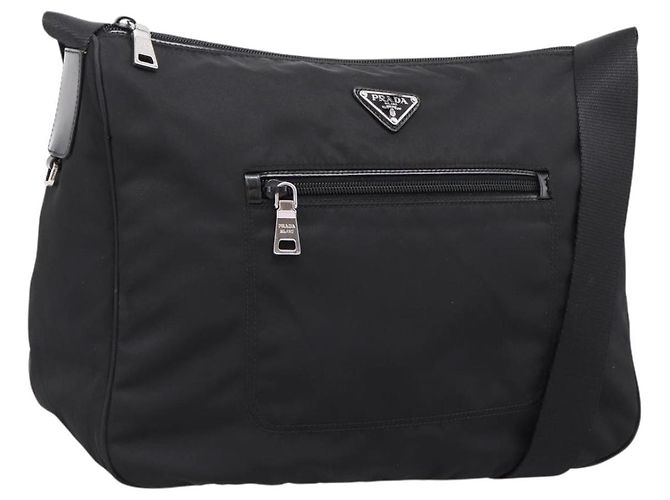 Borsa a tracolla PRADA Nylon Black Silver Auth am12283V Nero Argento