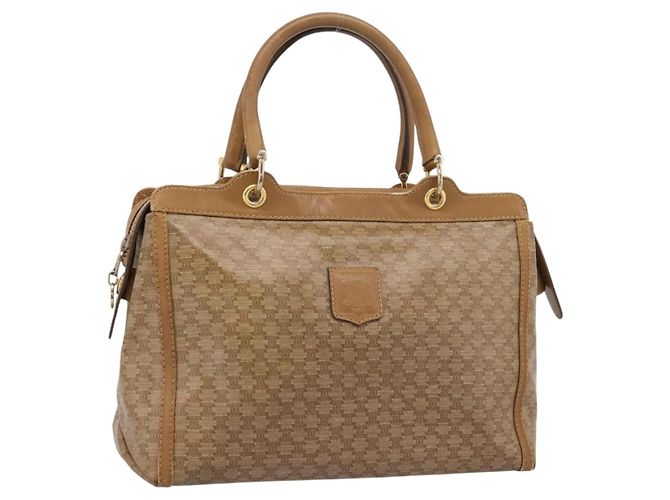 Céline CELINE Macadam Canvas Handtasche PVC Beige Gold Auth 197461 Golden
