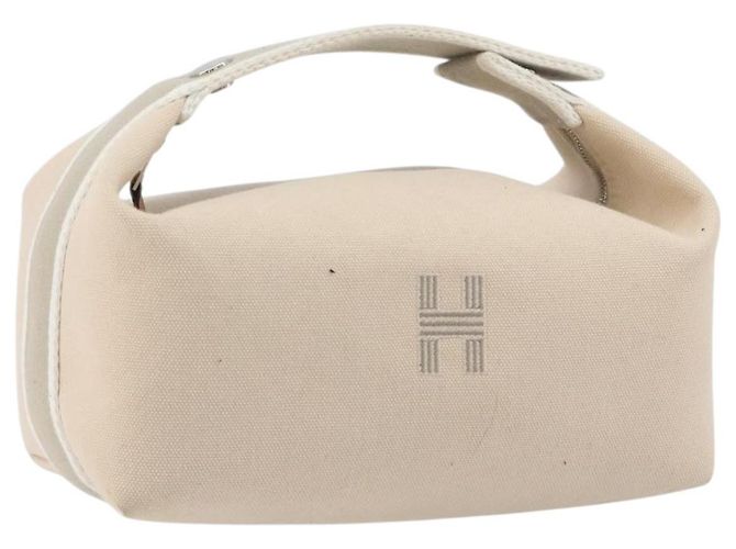 Hermès HERMES Brid A Handtasche Schwarz Canvas Leder Beige Silver Auth 196626M Silber