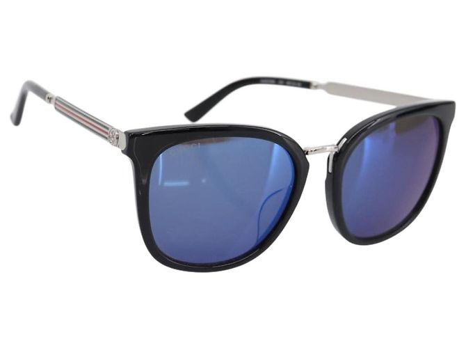 Occhiali da sole GUCCI Interlocking G Web Sherry Line Metal Black Silver Auth am12309M Nero Argento