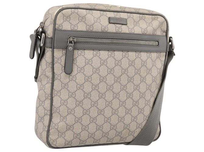 Borsa a tracolla GUCCI GG Supreme PVC Beige Silver 201448 Auth mr2814 Argento