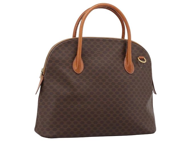 Céline Sac à main CELINE Macadam Canvas PVC Leather Brown Gold Auth mr2818 Marron Doré