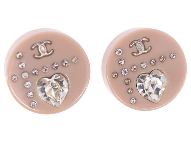CHANEL Pierce Plastic Pink CC Auth 198812A