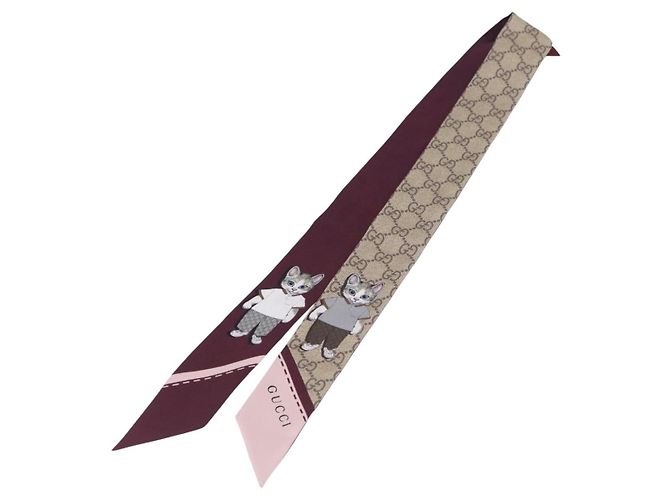 GUCCI GG Canvas Schal Seide Higuchi Yuko Collaboration Beige Auth 197171M
