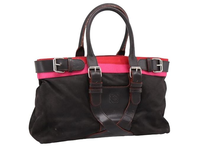 Sac à main LOEWE en cuir noir argent authentique ep15767