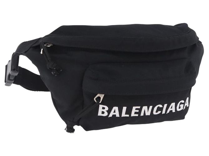 Gürteltasche BALENCIAGA Nylon Schwarz Silber 533009 Auth 198730A