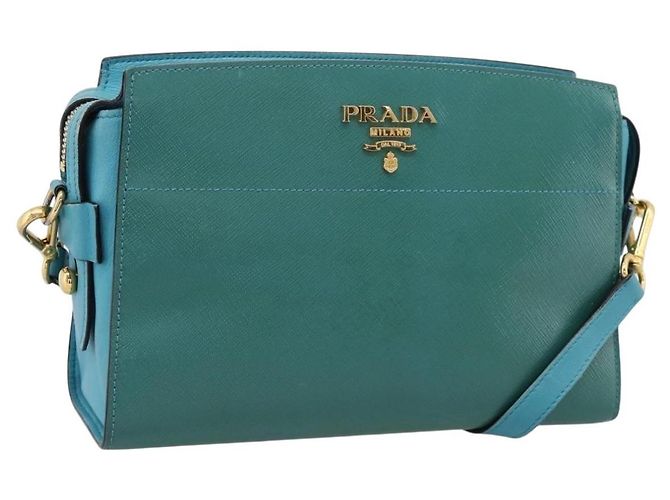 Saffiano Borsa a tracolla PRADA in pelle Safiano Verde Oro Auth am12262A D'oro