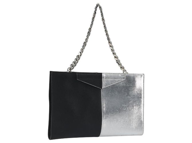 FENDI Kettenhandtasche aus Leder Silber authentisch ka5733A
