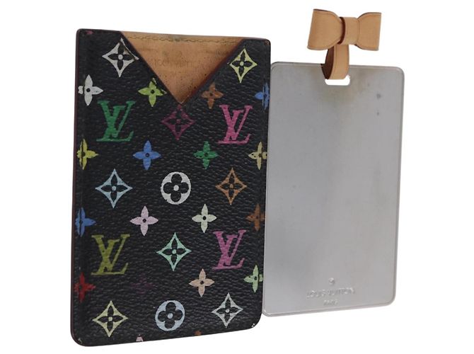LOUIS VUITTON Monogram Multicolor Etui Handspiegel Schwarz M92651 LV Auth 197154V