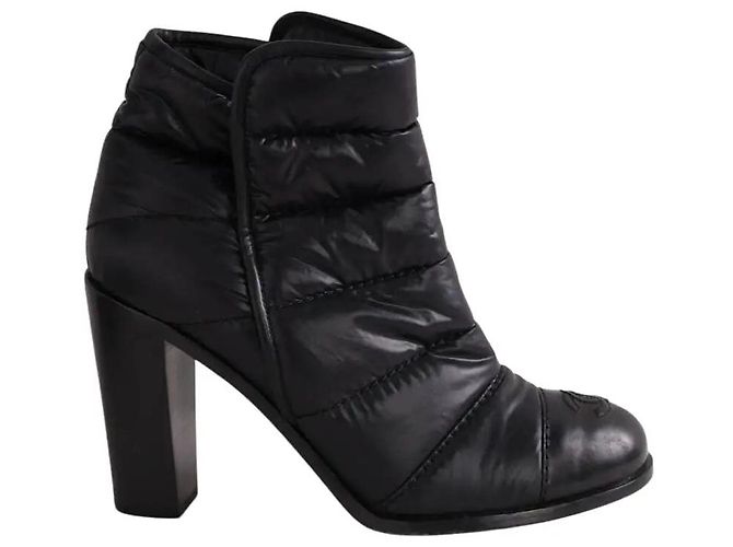 Chanel Black Cloth Ankle Boots