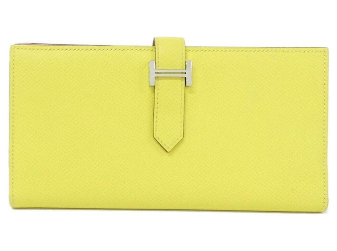 Hermès Hermes Bearn Soufflé Verso Long Wallet Golden Yellow
