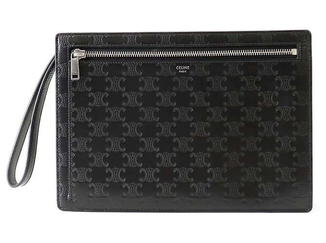 Céline Borsa a pochette Celine Triomphe in pelle di vitello Nero