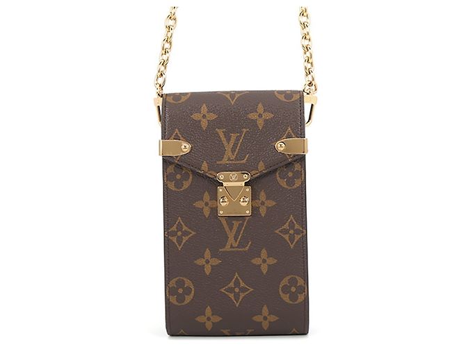 Funda para teléfono con cadena Monogram Louis Vuitton Castaño
