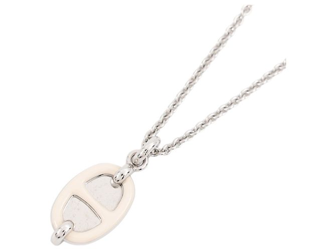 Hermès Colar com pingente Hermes Mini Maillon PM Branco