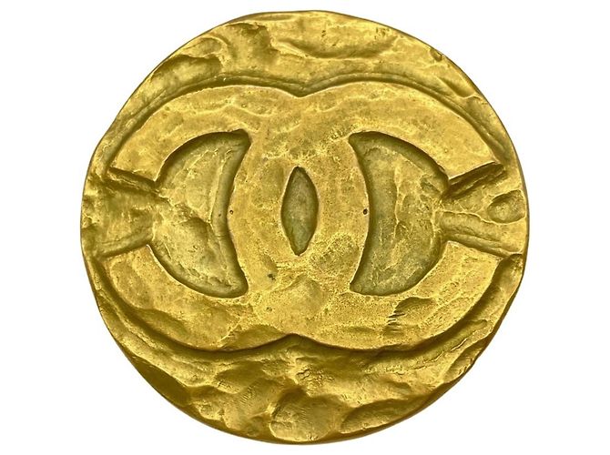Chanel Coco Mark runde Brosche in Gold Golden