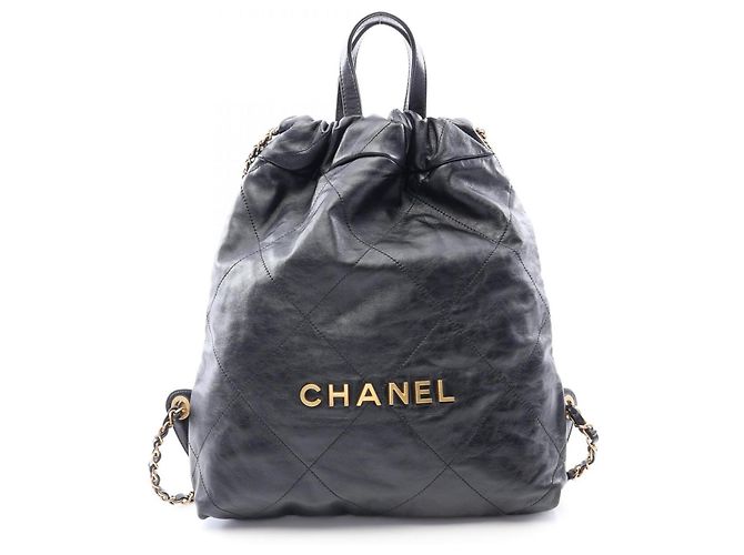 Chanel CHANEL 22 Black Leather Backpack