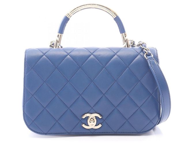 Borsa Chanel Matelassé in pelle d'agnello blu