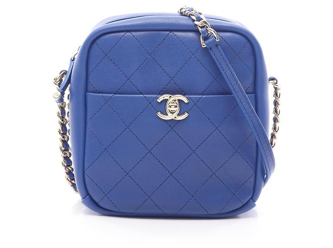 Bolsa de mão Chanel Matelassé em couro azul