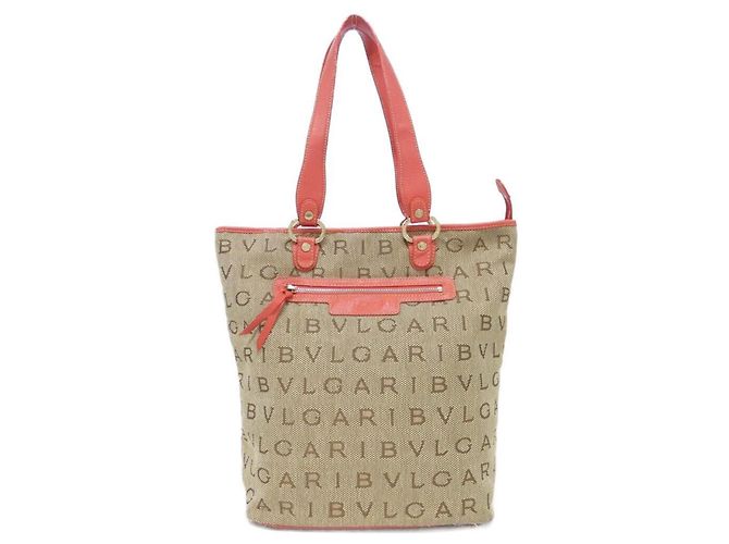 Bulgari Bolso de lona Bvlgari beige y naranja