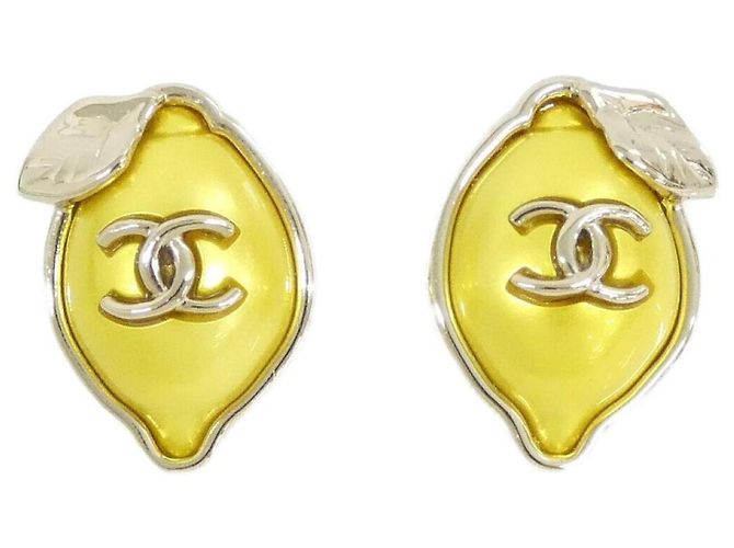 Chanel ABG758 Gold Stecker-Ohrringe Golden Gelb