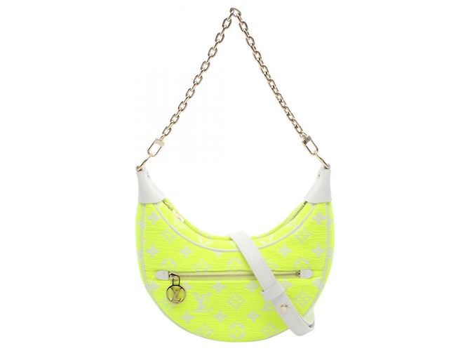Borsa a tracolla Louis Vuitton Loop Monogram Jacquard Velvet LV Match Bianco Giallo