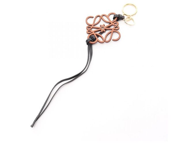 Breloque Anagram Loewe en cuir marron noir